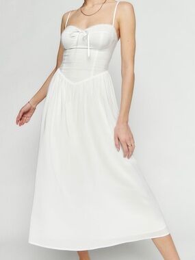 Reformation White Spaghetti-Strap Midi Dress